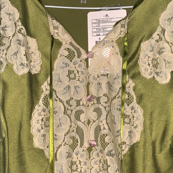 Free People Lace Silk Long Bell Sleeve Top Small - Picture 3 of 6